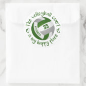 Girl-Graue Volleyballfeld mein glücklicher Platz Runder Aufkleber (Tasche)