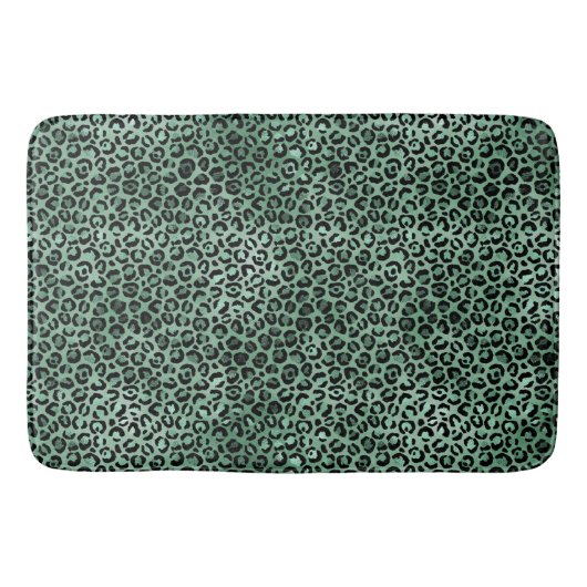 Girl Green Glam Leopard Print Badematte (Vorderseite)
