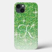 Girl Green Glitzer Glitzern Monogram Script Name Case-Mate iPhone Hülle (Rückseite)