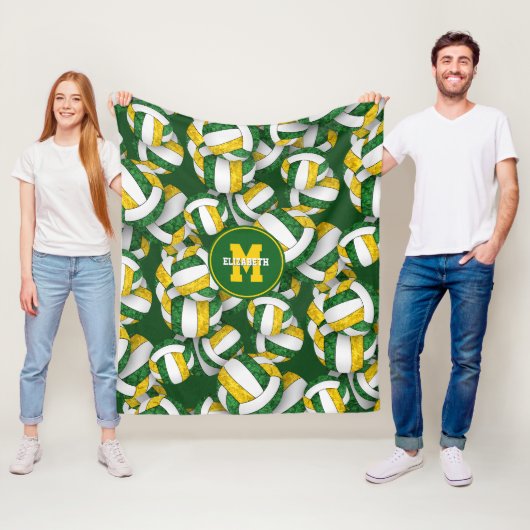 Girl-Green Gold Volleyball Team Farben Fleecedecke (Beispiel)