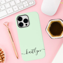 Girl Green Monogram Modern Script Personalisiert Case-Mate iPhone 14 Pro Max Hülle