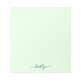 Girl Green Monogram Modern Script Personalisiert Notizblock