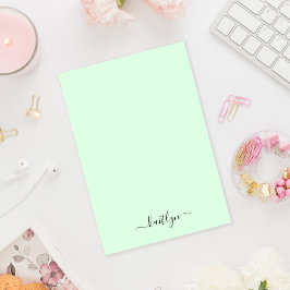Girl Green Monogram Modern Script Personalisiert Post-it Klebezettel