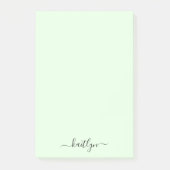 Girl Green Monogram Modern Script Personalisiert Post-it Klebezettel (Vorderseite)