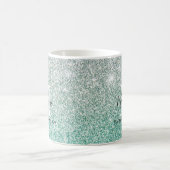Girl Green Silver Ombre Glitzer Monogram Name Kaffeetasse (Mittel)