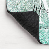 Girl Green Silver Ombre Glitzer Monogram Name Mousepad (Ecke)