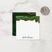 Girl Green Velvet Agate Geode Script Square 2 Mitteilungskarte (Vorderseite/Rückseite Beispiel)