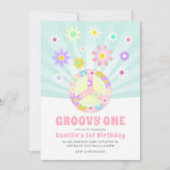 Girl Groovy One Retro Einladung zum Geburtstag (Vorderseite)