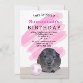 Girl-Guinea Pig-Rosa-Fußball-Ball-Vorlage Einladung (Rückseite)