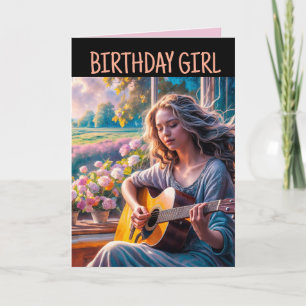 GIRL GUITAR BIRTHDAY GREETING CARD FÜR SIE KARTE