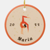 Girl Gymnast Gymnastik Orange Leotard & Sparkard Keramik Ornament (Hinten)