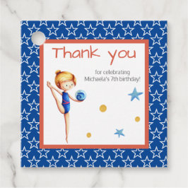 Girl Gymnast mit Ball Danke, Geburtstag Geschenkanhänger