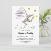 Girl Gymnastic zum Geburtstag Einladung (Stehend Vorderseite)