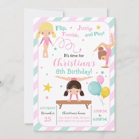 Girl Gymnastics Einladung (Vorderseite)