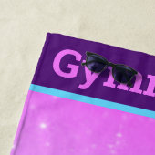 Girl Gymnastics Handstand Lila Aqua Personalisiert Strandtuch (Beispiel)