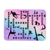Girl Gymnastics Skills Pastel Stars Crosswords Magnet (Horizontal)