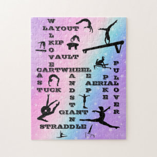 Girl Gymnastics Skills Pastel Stars Crosswords Puzzle