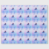 Girl Gymnastik Blue Lila Monogram Personalisiert Geschenkpapier (Flach)