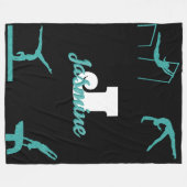 Girl Gymnastik Türkis Monogram Personalisiert Fleecedecke (Vorderseite (Horizontal))