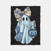 Girl Halloween Blue Denim Ghost Preppy Ghost Bow Fleecedecke (Vorderseite)