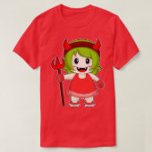 Girl Halloween Devil Trident T-Shirt (Design vorne)