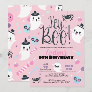 Girl Halloween Einladung zum Geburtstag, Pastel