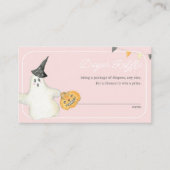 Girl Halloween Ghost Baby Duwer Diaper Raffle Begleitkarte (Vorderseite)