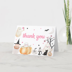 Girl Halloween Little Boo Baby Shower Dankeskarte
