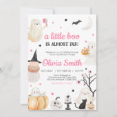 Girl Halloween Little Boo Baby Shower Einladung (Vorderseite)