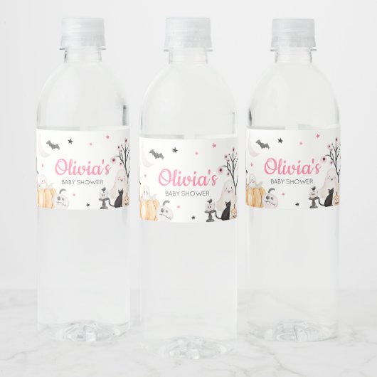 Girl Halloween Little Boo Baby Shower Wasserflaschenetikett (Flaschen)