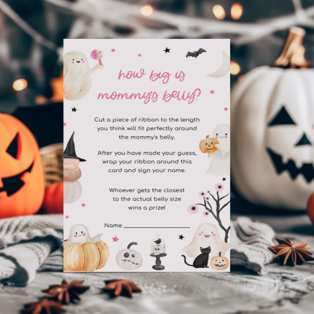 Girl Halloween Wie groß ist Mommys Bly Game (A Little Boo Baby Shower How Big is Mommy's Belly Game)