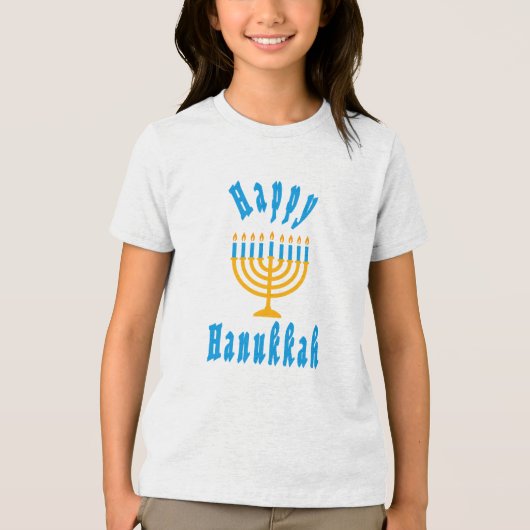 Girl Hanukkah T-shirt Tri-Blend Shirt (Vorderseite)