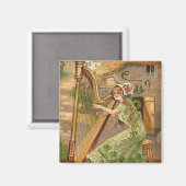 Girl Harp Rose Kleeblatt Erin Go Braugh Magnet (Vorderseite/Rückseite)