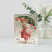 Girl Heart Regendusche Postkarte (Stehend Vorderseite)