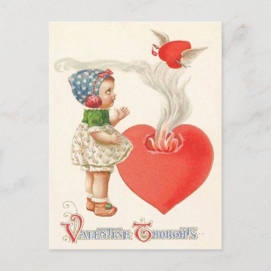 Girl Heart Wings Arrow Fire Postkarte (Vorderseite)