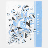 Girl hellblau schwarze Volleyballs und Sterne Fleecedecke (Vorderseite)