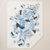 Girl hellblau schwarze Volleyballs und Sterne Sherpadecke (Vorderseite)