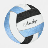 Girl hellblau schwarzer Keepake Geschenke Volleyba Ornament Aus Metall (Vorderseite)