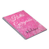Girl Hello Gorgeous Hot Pink Glitzer Sparkle Name Notizblock (Rechte Seite)