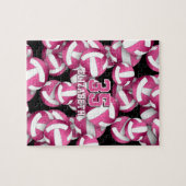 Girl hellrosa, weiße Volleyballs Muster Puzzle (Horizontal)