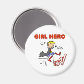 Girl Hero auf dem Dach Magnet (Vorderseite/Rückseite)
