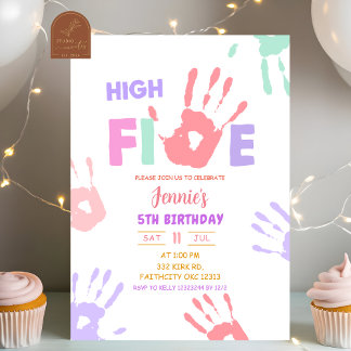 Girl High Five Pastel Geburtstag Einladung