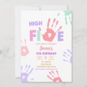 Girl High Five Pastel Geburtstag Einladung (Vorderseite)