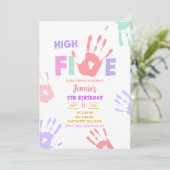 Girl High Five Pastel Geburtstag Einladung (Stehend Vorderseite)