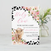 Girl Highland Cow Baby Dusche Einladung (Stehend Vorderseite)