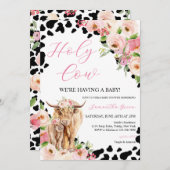 Girl Highland Cow Baby Dusche Einladung (Vorne/Hinten)