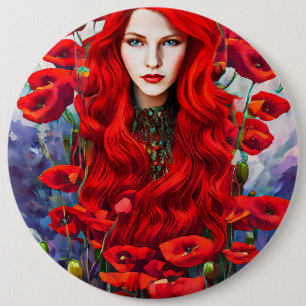 Girl Hive in Poppy Blume Fantasy Art Button