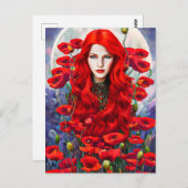 Girl Hive in Poppy Blume Fantasy Art Postkarte (Vorne/Hinten)
