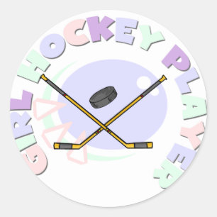 Girl Hockey Player Tshirts und Geschenke Runder Aufkleber