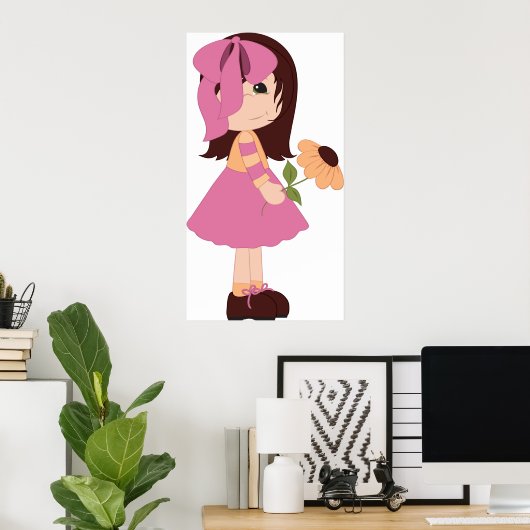 Girl Holding a Blume Poster (Heimbüro)